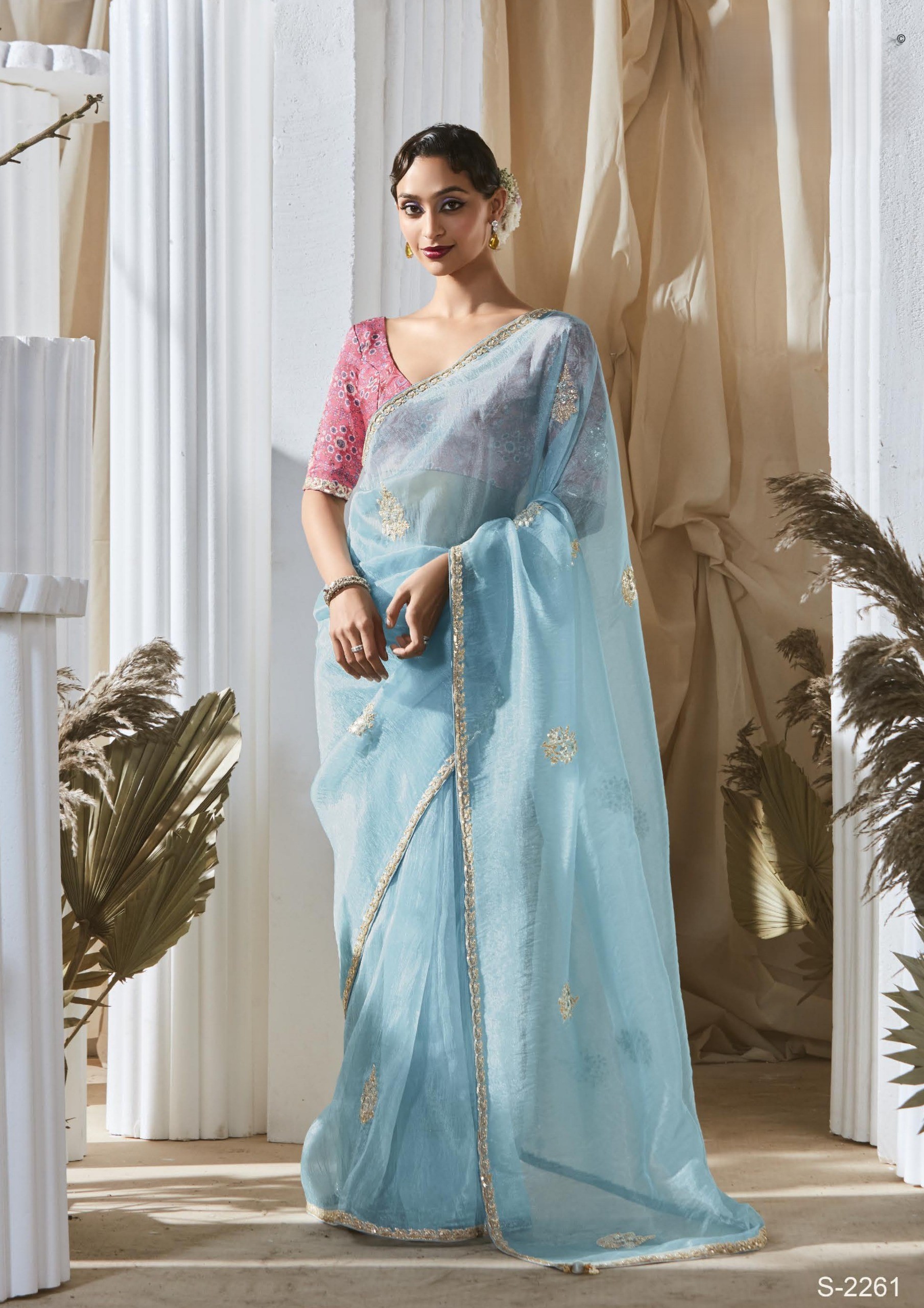 Pure Fancy Tissue based Fabric with Designer Saree